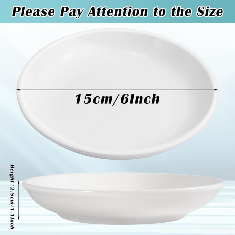 Cabaubl White Dessert Plates CeramicSet of 6 Small Dinner Plates6 Inch Round Appetizer PlatesCeramic Salad Plates SetCeramic Serving DishesMicrowave and Dishwasher Safe - Image 2