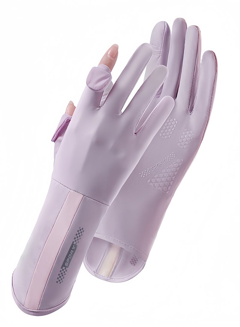 Women's Sun Protective Gloves- UPF 50+ UV Sun Protection,Women's Gloves Quick Dry Anti Slip Driving Gloves,Touch Screen Gloves for Cycling Riding Outdoor Sports,Purple - Image 1