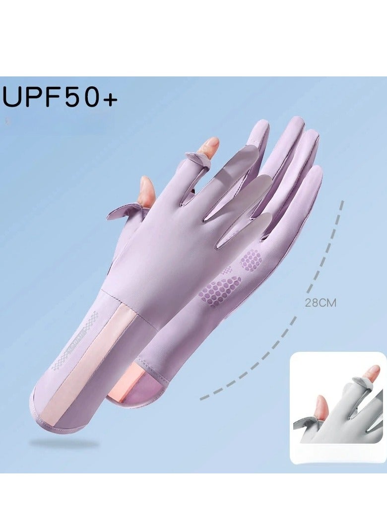 Women's Sun Protective Gloves- UPF 50+ UV Sun Protection,Women's Gloves Quick Dry Anti Slip Driving Gloves,Touch Screen Gloves for Cycling Riding Outdoor Sports,Purple - Image 3
