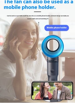 OUYoo USB Rechargeable Portable Bladeless Fan Handheld,Mini Cooler No Leaf Handy Fan with 3 Speed Adjustable Stand up Small Personal Fan Foldable for Home Office Outdoor Travel  - Image 3