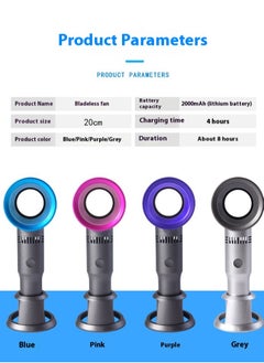 OUYoo USB Rechargeable Portable Bladeless Fan Handheld,Mini Cooler No Leaf Handy Fan with 3 Speed Adjustable Stand up Small Personal Fan Foldable for Home Office Outdoor Travel  - Image 2