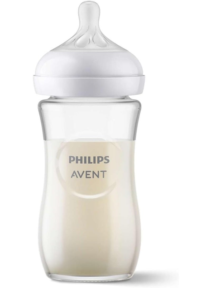 Avent Philips Avent Natural Glass Baby Bottle – 260 ml, for Babies 1 Month+ (Model SCF673/17) - Image 2