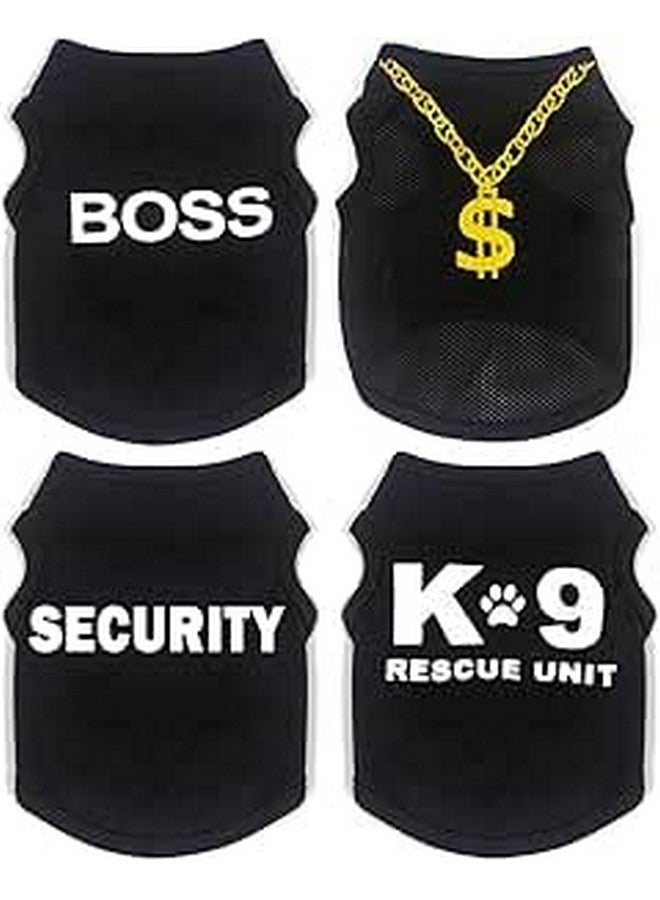 Generic 4 Pack Dog Clothes for Small Dog Black Puppy Clothes Soft Chihuahua Clothes K9 Boss Security Pattern Small Dog Shirt Summer Autumn Pet Clothing (XX-Small) - Image 1