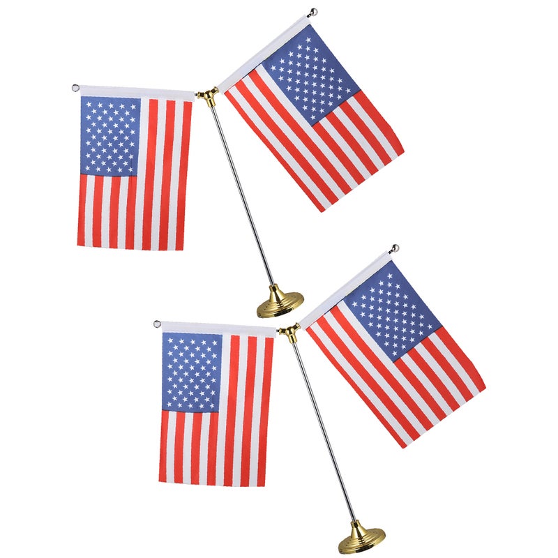 4 pcs 21x14cm Desktop Flag National Country Flag Table Flags Desk Decoration Golden Base for Home Office (Assorted Color) - Image 4