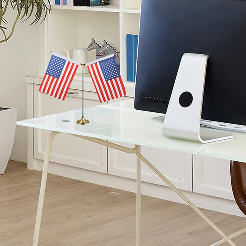 4 pcs 21x14cm Desktop Flag National Country Flag Table Flags Desk Decoration Golden Base for Home Office (Assorted Color) - Image 5