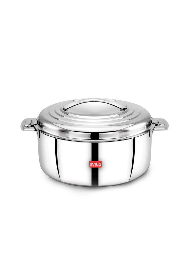 AVIAS Platina Premium 1500 ML Double Wall Insulated Stainless Steel Casserole, Hot Pot for Roti-Rice-Gravy-Curry, Silver Hot Box with Steel Lid, Retains Temperature, Twist Lock - Image 1