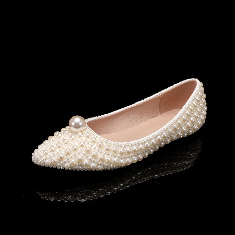 8.5Cm Single Shoes Stiletto Heel Pointed White Pearl Wedding Shoes Wedding Shoes High Heels For Wedding - Image 3