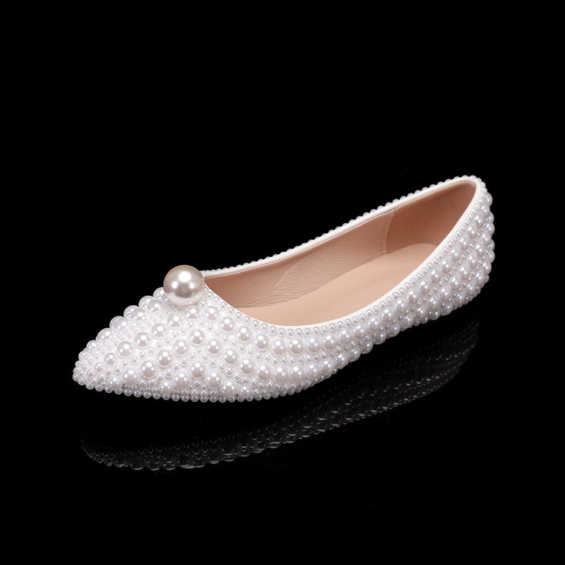 8.5Cm Single Shoes Stiletto Heel Pointed White Pearl Wedding Shoes Wedding Shoes High Heels For Wedding - Image 1