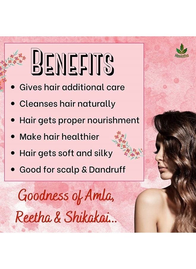 Havintha - Natural Hair Shampoo for Hair 8 oz, AMLA REETHA SHIKAKAI POWDER (Phyllanthus emblica, Sapindus mukorossi, Acacia concinna),Product of Havintha, 227g - Image 1