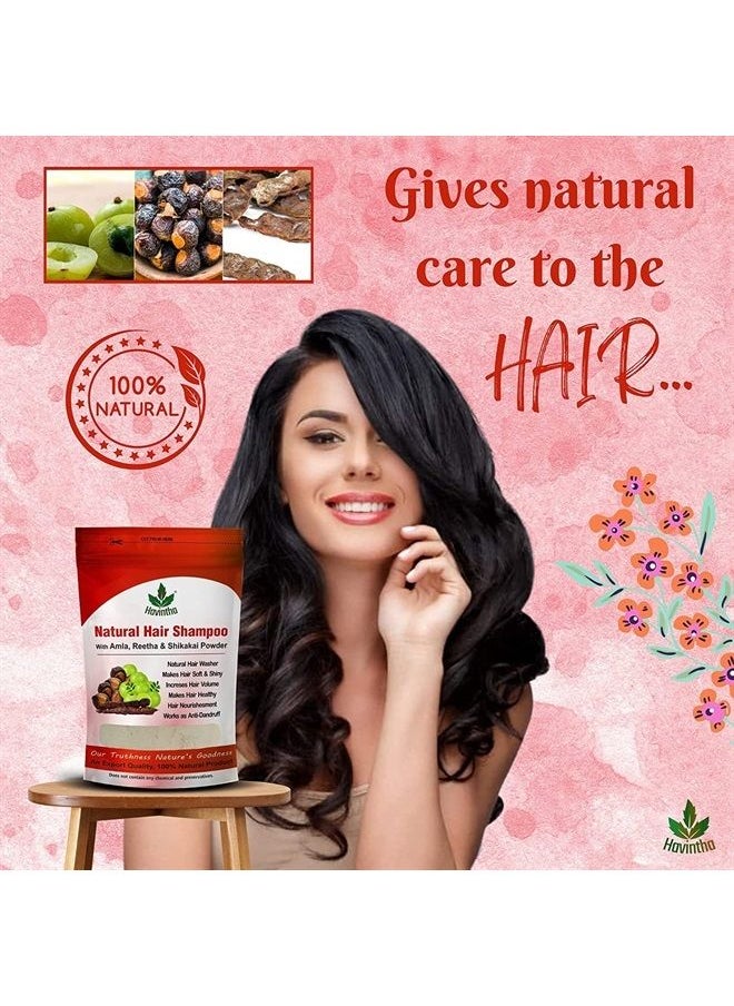 Havintha - Natural Hair Shampoo for Hair 8 oz, AMLA REETHA SHIKAKAI POWDER (Phyllanthus emblica, Sapindus mukorossi, Acacia concinna),Product of Havintha, 227g - Image 1