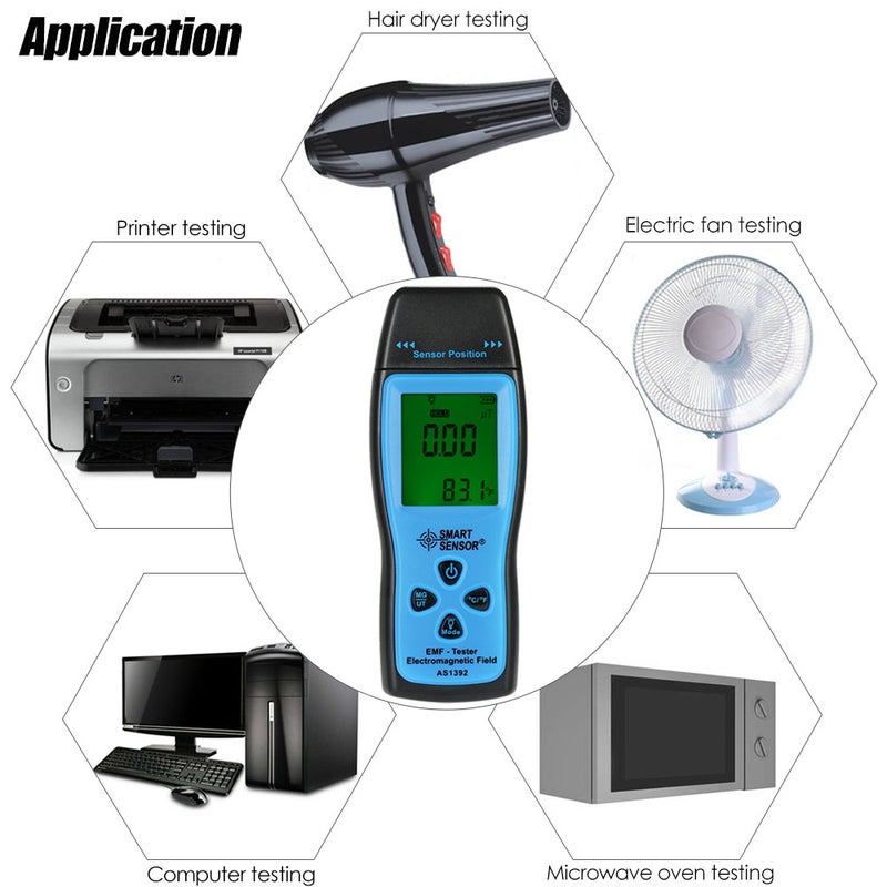 مقياس إشعاع المجال الكهرومغناطيسي المحمول ذو الشاشة الرقمية الصغيرة SMART SENSOR (مقياس EMF) ومقياس الجرعة والحاسبة - Image 2