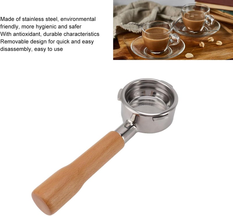 fannay 58mm Bottomless Portafilter, 3 Ears Stainless Steel Bottomless Naked Portafilter with Filter Basket & Wood Handle, Professional Espresso Portafilter for Barsetto Espresso (C1 - Image 3
