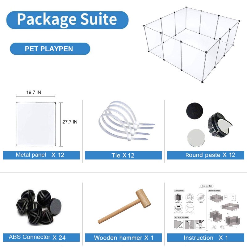 BRIAN & DANY Pet Dog Playpen, Clear Acrylic Puppy Dog Play Pen Indoor, Portable Small Animal Transparent Fence Panels for Rabbit, Kitten, Bunny, Cat, 28 X 20 Inch - Image 2