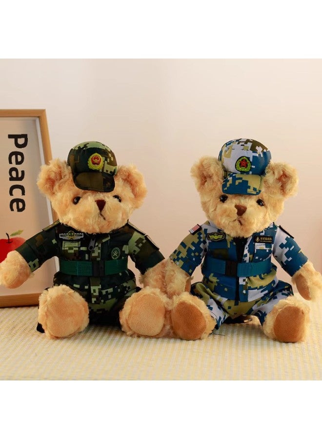Special Police Doll Armed Police Fire Fighting Bear Plush Toy Armed Police Officer Riding Suit Teddy Bear Doll Rag Doll-Specifications:Yy Wuhan Lao Mo -Color:About 35cm  - Image 2