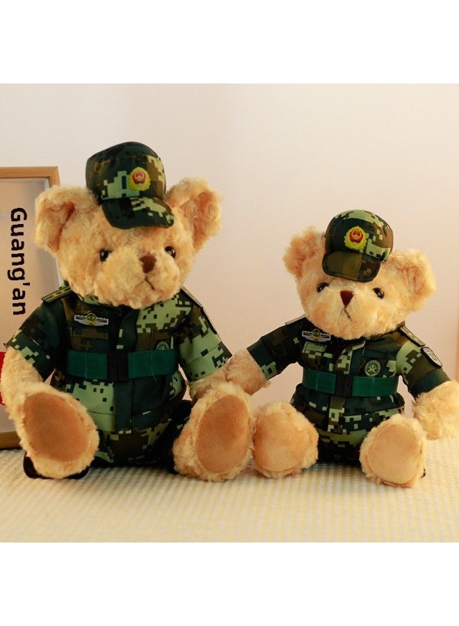 Special Police Doll Armed Police Fire Fighting Bear Plush Toy Armed Police Officer Riding Suit Teddy Bear Doll Rag Doll-Specifications:Yy Wuhan Lao Mo -Color:About 35cm  - Image 3
