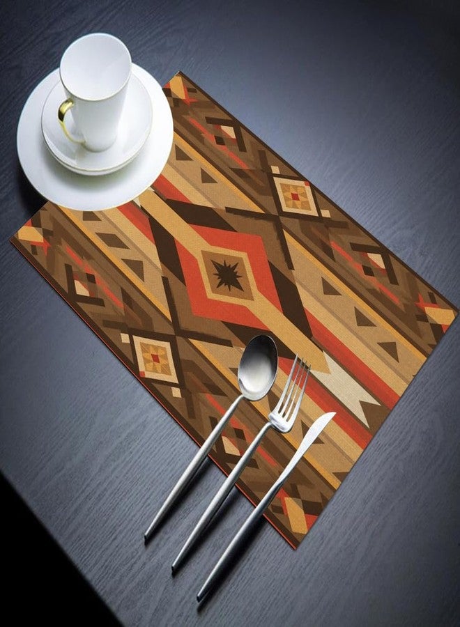 Moslion Aztec Pattern Placemats American Southwest Print Abstract Art Boho Table Placemats for Dinning Table Washable Cotton Linen 12x18 Inch, Set of 4… - Image 2