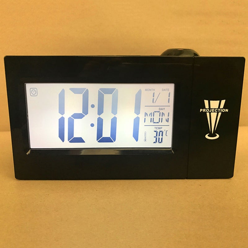 Display Alarm Clock Clock Modern Table Clock with 12/ Hours Snooze Function for Bedrooms Battery Operated (Black) - Image 1
