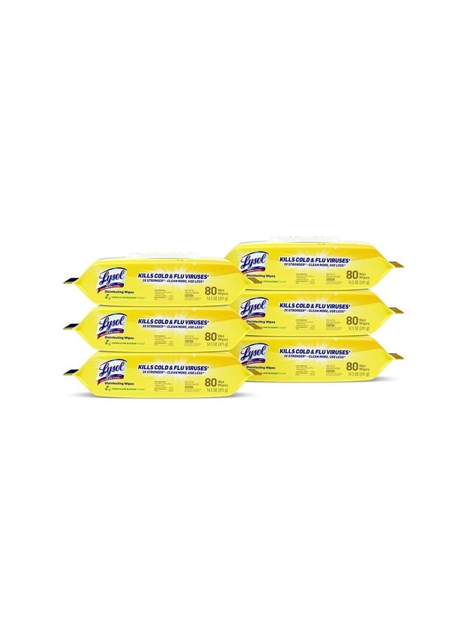 Lysol Disinfectant Handi-Pack Wipes, Multi-Surface Antibacterial Cleaning Wipes, for Disinfecting and Cleaning, Lemon and Lime Blossom, 480 Count (Pack of 6)  - Image 1
