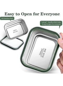 TOMSHOO Stainless Steel Lunch Box for Kids Adults,Insulated Bento Lunch Box with Tableware & Bag,1000ML 5 Compartment Divided Lunch Containers with Lids,Leakproof | BPA Free | Dishwasher Safe (Green，1000ml)  - Image 3