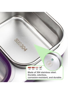 TOMSHOO Stainless Steel Lunch Box for Kids Adults,Insulated Bento Lunch Box with Tableware & Bag,1000ML 5 Compartment Divided Lunch Containers with Lids,Leakproof | BPA Free | Dishwasher Safe (Green，1000ml)  - Image 5