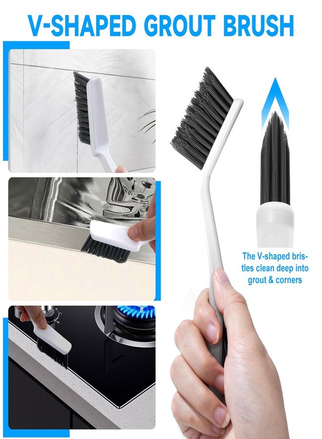 Agotglmi 14Pcs Crevice Cleaning Brush Set, V Shape Grout Cleaner Brush for Deep Cleaning Gap, Hard Bristle Scrub Brushes Cleaning Supplies for Household Use, Bathroom, Kitchen, Toilet, Window - Image 2