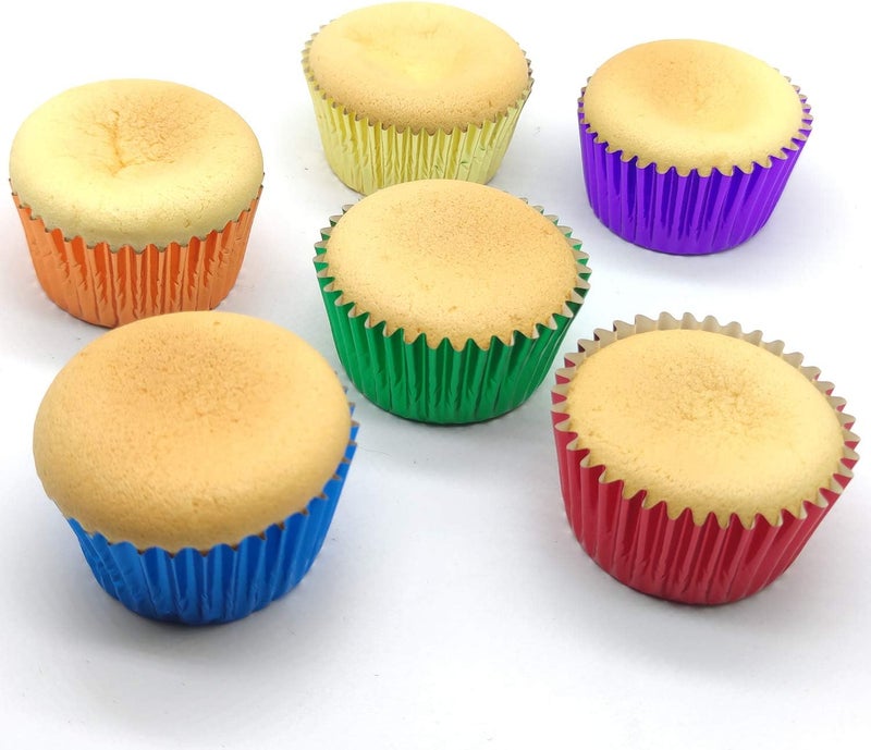 Mombake Standard Rainbow Cupcake Cases Muffin Foil Paper Baking Cups(6 Colors,120-Count) - Image 3