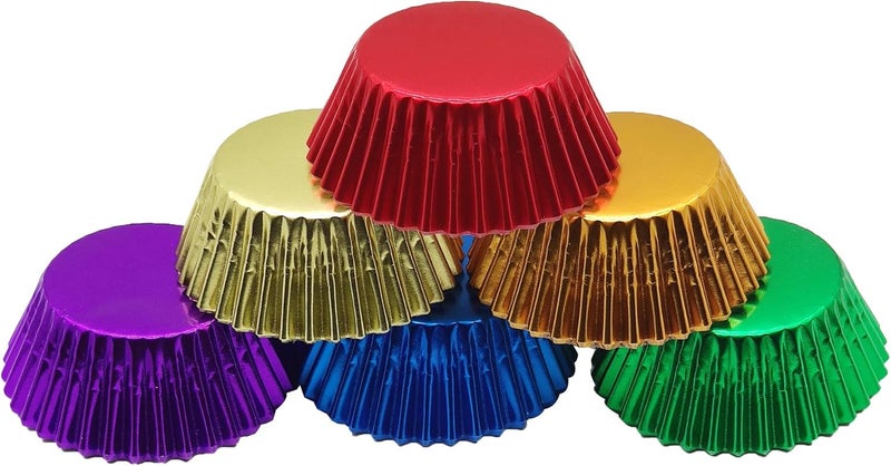 Mombake Standard Rainbow Cupcake Cases Muffin Foil Paper Baking Cups(6 Colors,120-Count) - Image 1