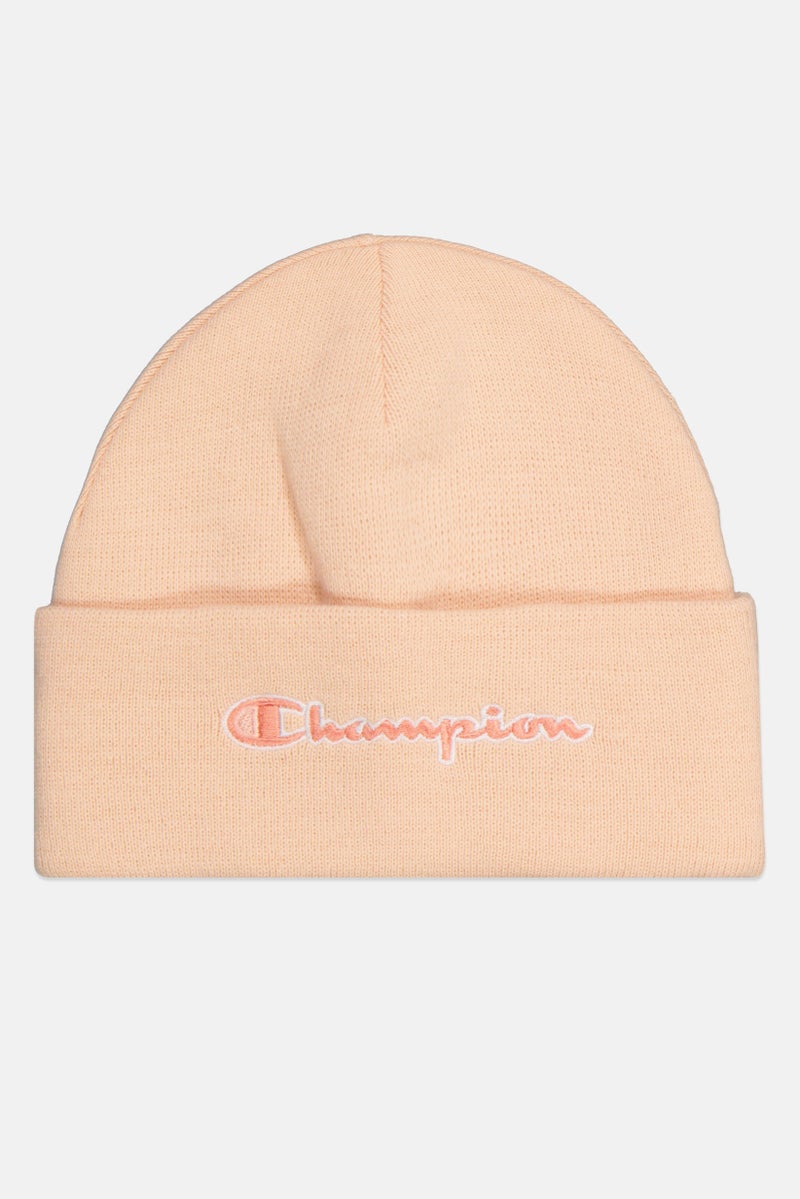 Champion Women Embroidered Logo Beanie Hat, Coral Peach  - Image 1