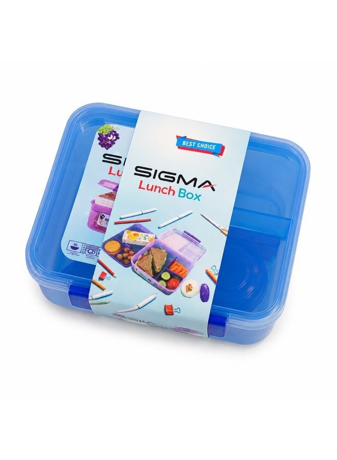 Sigma Lunch Box 2.25L blue With Spoon,Fork,Knife - Image 1