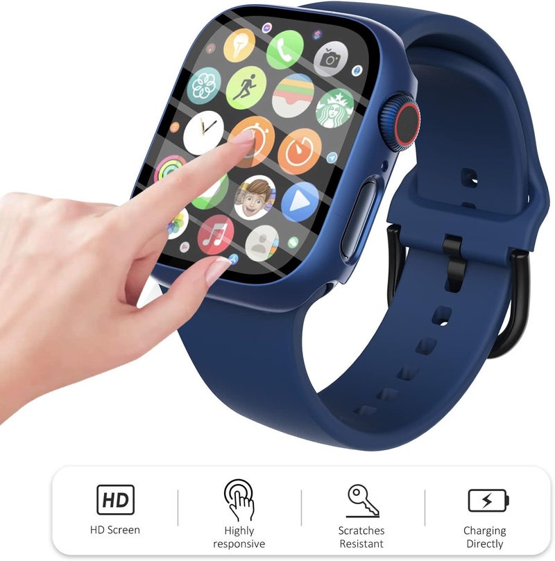 FULLIFE 12-Pack Case for Apple Watch Series 6/5/4/SE 44mm with Tempered Glass Screen Protector,Hard Ultra-thin PC Full-Coverage Shockproof Bumper Compatible with iWatch 6/5/4/SE.44mm,12 Colors - Image 5