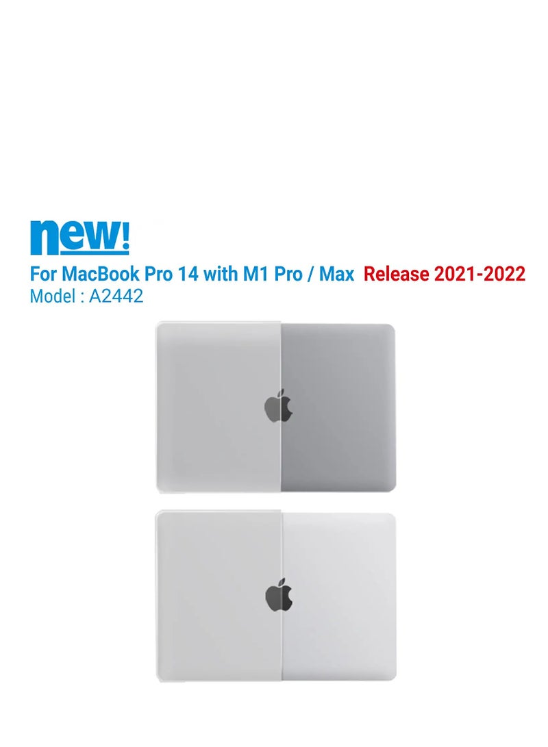 حافظة صلبة مطاطية متوافقة مع جهاز Macbook Pro الجديد مقاس 14 بوصة M3 A2918 A2992 M2 A2779 M1 A2442 Pro/Max Chip مع معرف اللمس، إصدار 2023-2021، هيكل صلب من البلاستيك، شفاف متجمد - Image 3