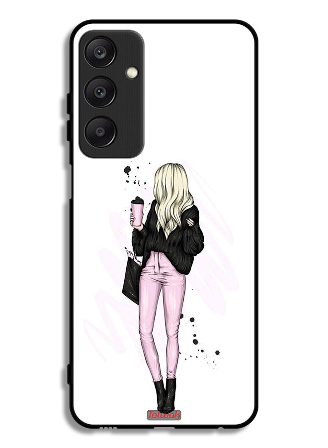 Tolwak Samsung Galaxy A25 5G Protective Case Cover Girl Holding Coffee Cup Art - Image 1