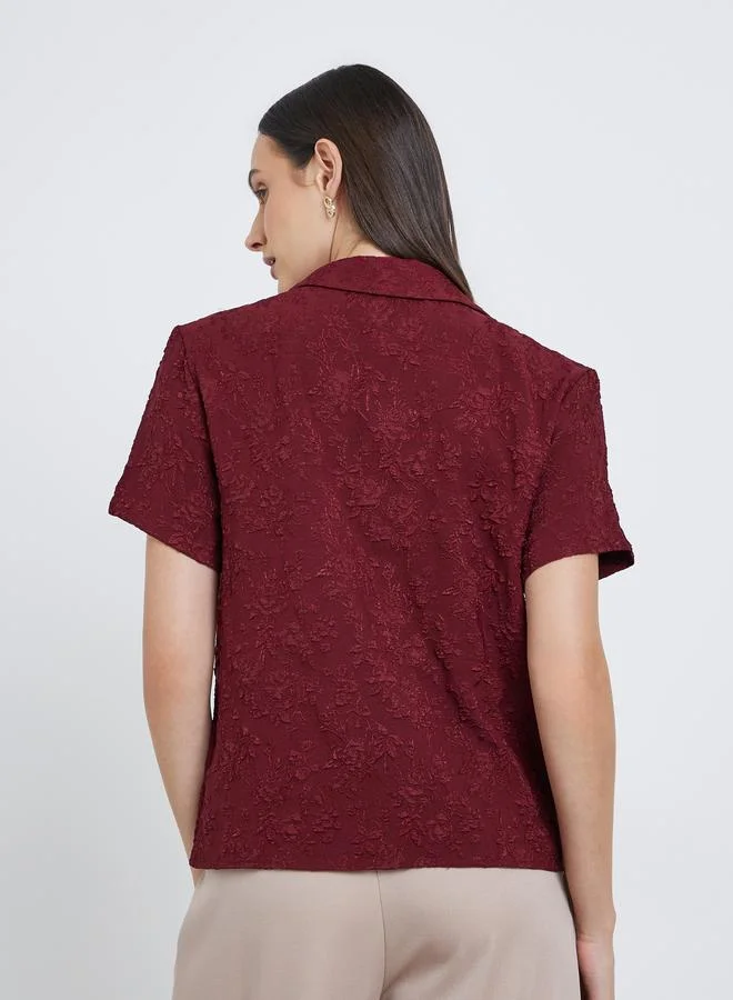Styli Styli Jacquard Buttoned Short Sleeve Shirt