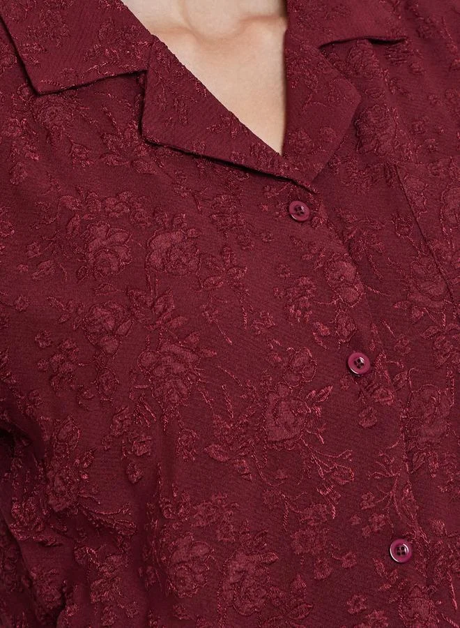 Styli Styli Jacquard Buttoned Short Sleeve Shirt