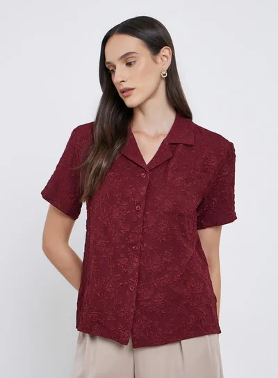 Styli Styli Jacquard Buttoned Short Sleeve Shirt
