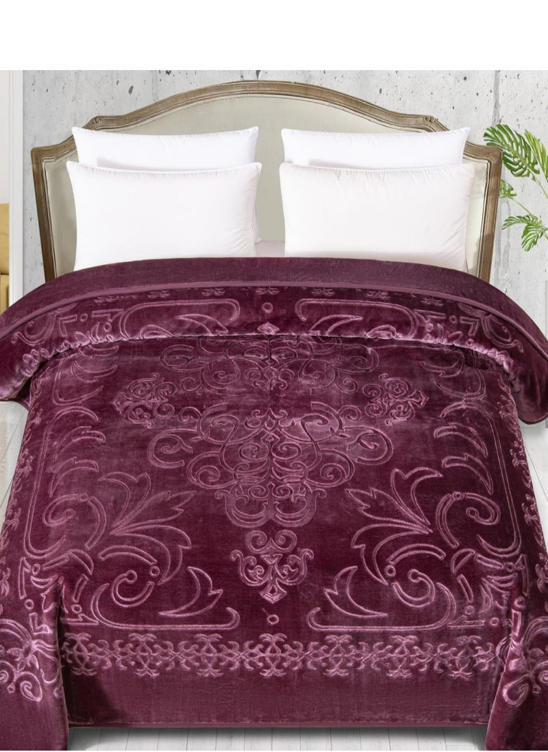 Blues - Double Blanket Weighing 6 Kg Two Floors An Engraved Face A Plain Face With A Super Soft Texture King Size 220x240 Cm Red - Image 1