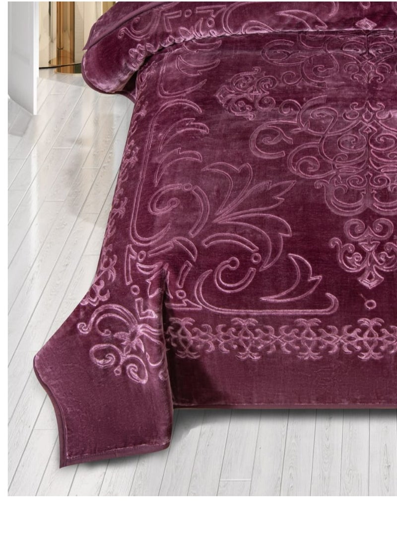 Blues - Double Blanket Weighing 6 Kg Two Floors An Engraved Face A Plain Face With A Super Soft Texture King Size 220x240 Cm Red - Image 1