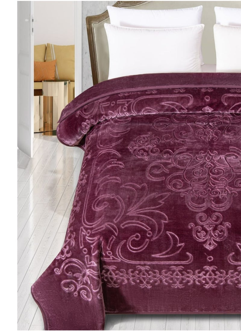 Blues - Double Blanket Weighing 6 Kg Two Floors An Engraved Face A Plain Face With A Super Soft Texture King Size 220x240 Cm Red - Image 1
