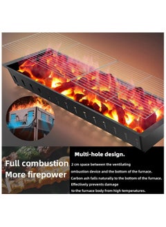 FABTEX Barbecue Grill Mat Stainless Steel Charcoal Grill Foldable Outdoor Household Camping Equipment Suitable For 5 To 15 People A Brown  - Image 3