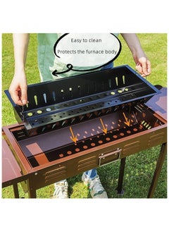FABTEX Barbecue Grill Mat Stainless Steel Charcoal Grill Foldable Outdoor Household Camping Equipment Suitable For 5 To 15 People A Brown  - Image 4