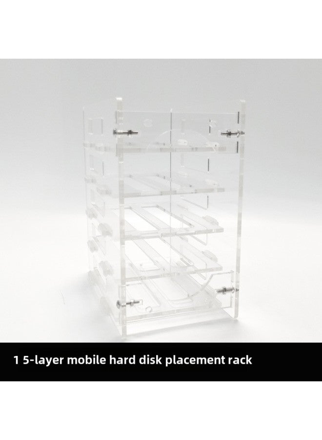 Mobile Placement Bracket Storage Rack 2.5 Inch Box Transparent Placement Rack Multi-layer Box-Color:5 Layers Of Transparent