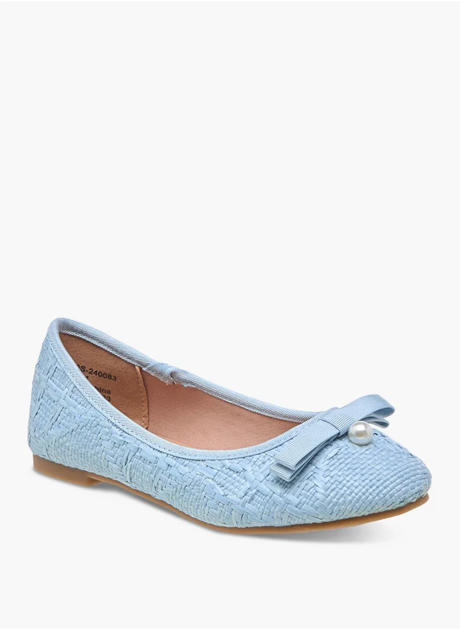 Little Missy Bow Applique Slip-On Ballerina Shoes