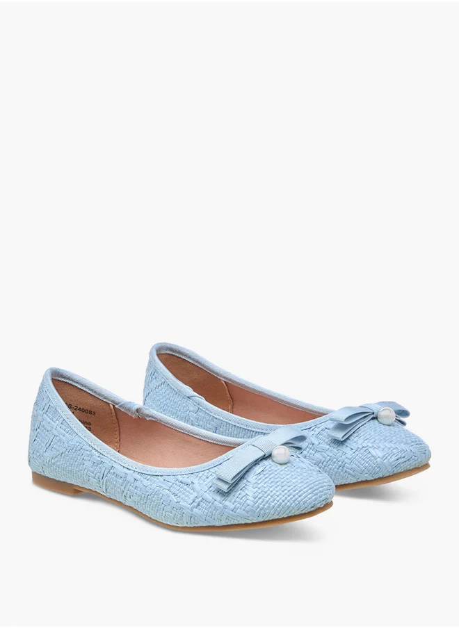 Little Missy Bow Applique Slip-On Ballerina Shoes