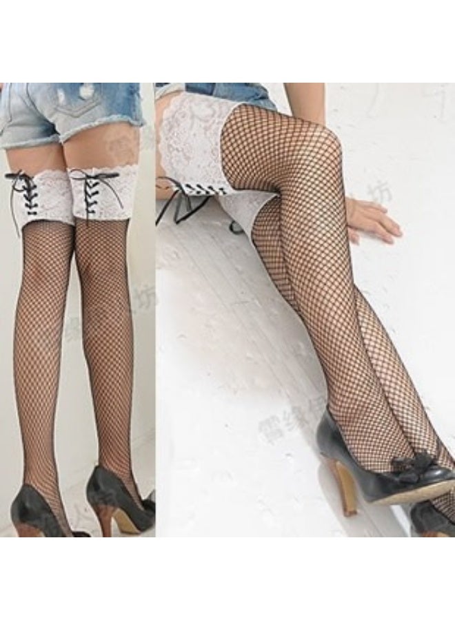 Beileisi White lace-trimmed thigh-high stockings, long socks, knee-high socks - Image 2