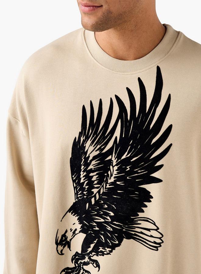 سبلاش فيڤ سويت شيرت رجالي واسع بطبعة نسر - Image 4