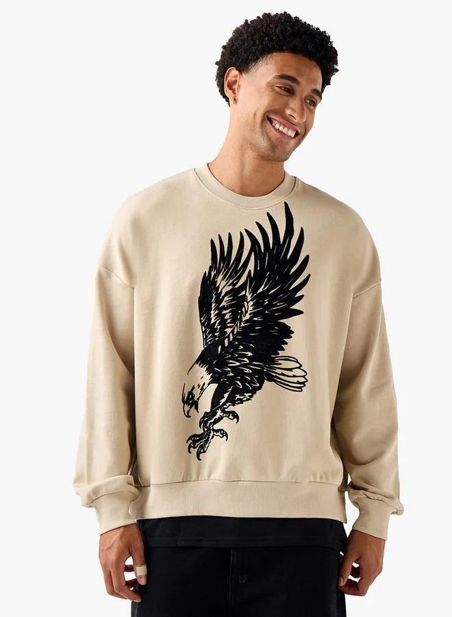 سبلاش فيڤ سويت شيرت رجالي واسع بطبعة نسر