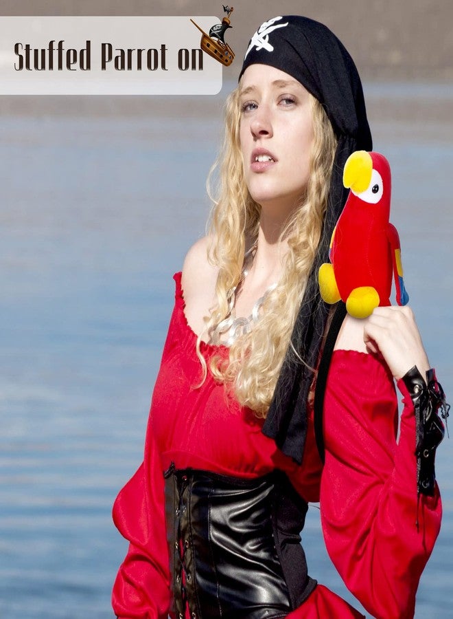 Funtery Halloween Stuffed Pirate Parrot on Shoulder Halloween Pirate Party Costume Plush Parrot Toys Accessory(Red) - Image 4