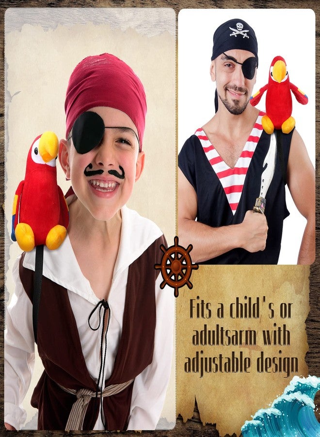 Funtery Halloween Stuffed Pirate Parrot on Shoulder Halloween Pirate Party Costume Plush Parrot Toys Accessory(Red) - Image 3