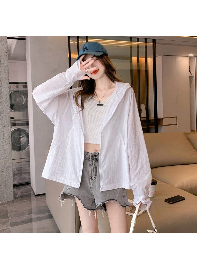 TonLion Summer Women's Hooded Short Sunscreen Jacket - Versatile Minimalist Korean Style Premium Fashion Trend - Image 3