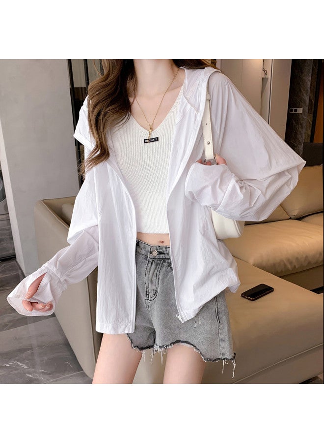 TonLion Summer Women's Hooded Short Sunscreen Jacket - Versatile Minimalist Korean Style Premium Fashion Trend - Image 4